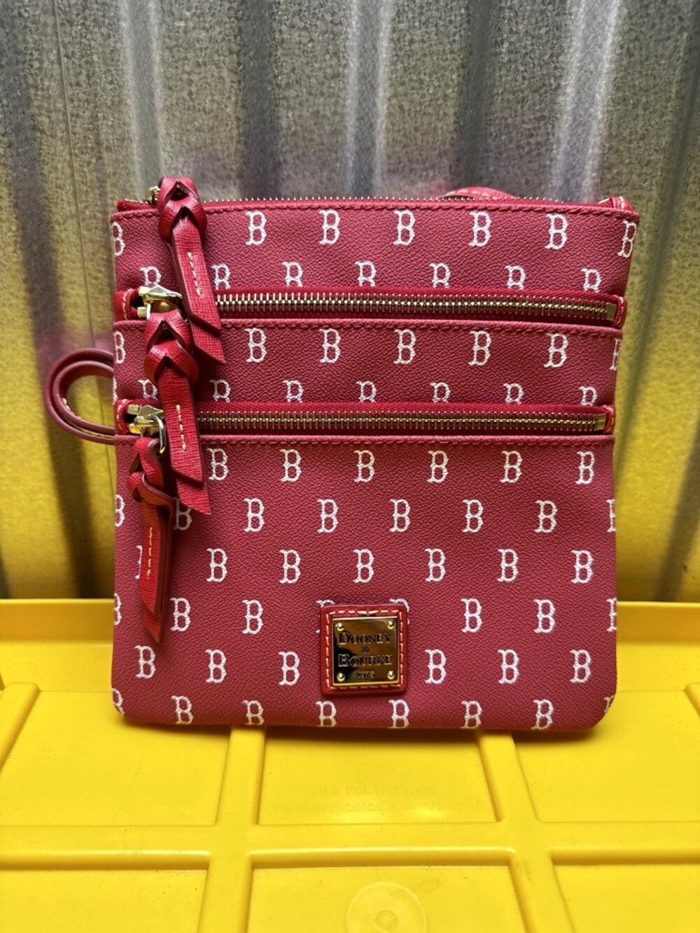 Dooney & Bourke Red Crossbody Bag B Monogram Triple Zip New